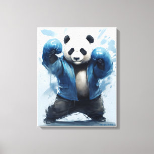 Boxing Panda är du Redo Blue Panda Art Canvastryck