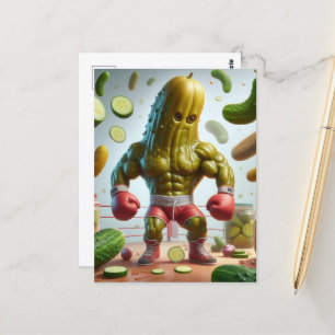 Boxing Pickle funny Vykort