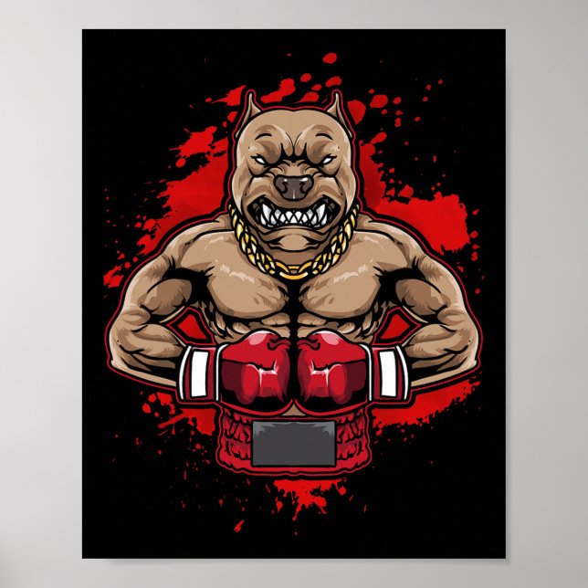 Boxing Pit Bull Kärlek Pitbulls Workout Hund Anima Poster (Framsidan)