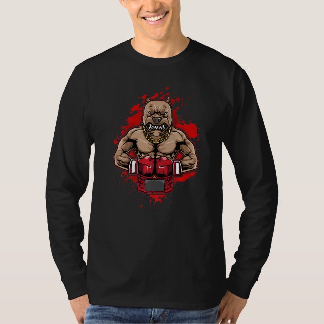 Boxing Pit Bull Kärlek Pitbulls Workout Hund Anima T Shirt (Framsida)