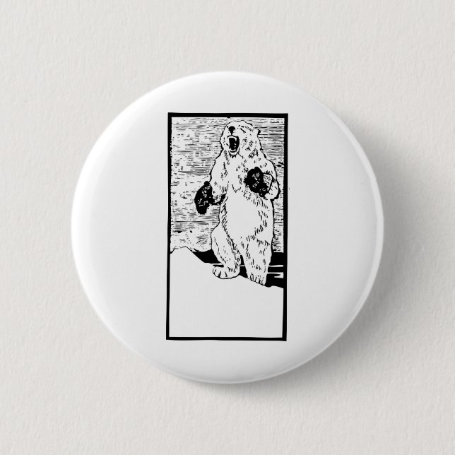 Boxing Polar Bear Fighting Global Warming FUNNY Knapp (Framsida)