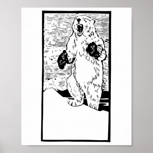 Boxing Polar Bear Fighting Global Warming FUNNY Poster (Framsidan)