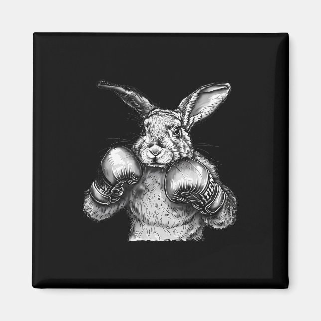 Boxing Rabbit Boxing Gloves Kickboxing Funny Boxer Magnet (Framsidan)