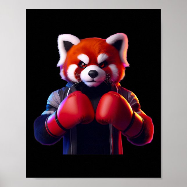Boxing Red Panda Boxer Kickboxer Mma Fighter Comba Poster (Framsidan)