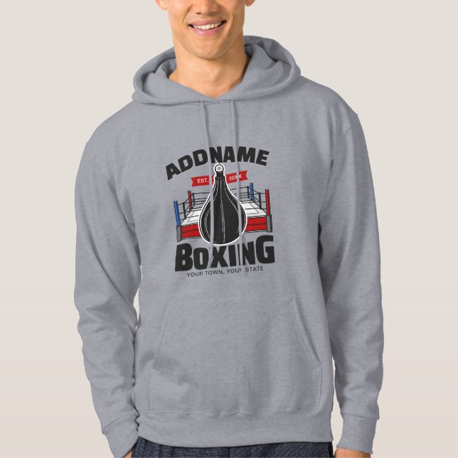 Boxing Ring ADD NAMN Boxer Gym Speed Bag Hoodie (Framsida)