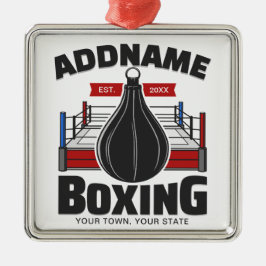 Boxing Ring ADD NAMN Boxer Gym Speed Bag Julgransprydnad Metall