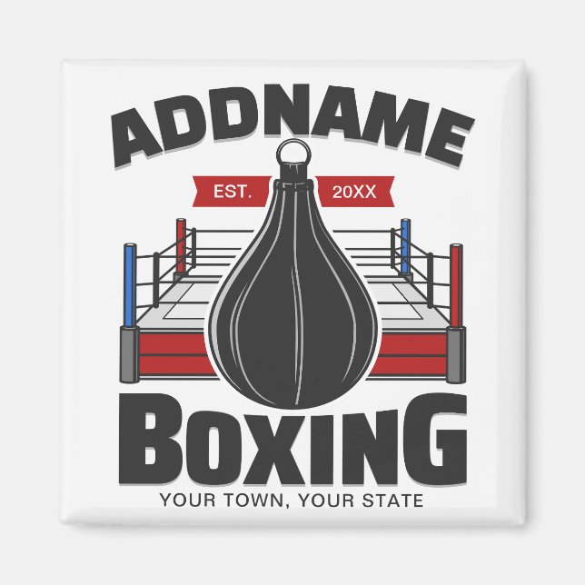 Boxing Ring ADD NAMN Boxer Gym Speed Bag Magnet (Framsidan)