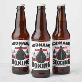 Boxing Ring ADD NAMN Boxer Gym Speed Bag Ölflaska Etikett
