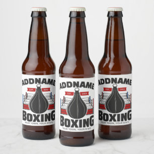 Boxing Ring ADD NAMN Boxer Gym Speed Bag Ölflaska Etikett
