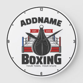 Boxing Ring ADD NAMN Boxer Gym Speed Bag Stor Klocka