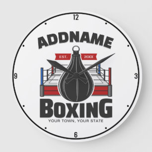 Boxing Ring ADD NAMN Boxer Gym Speed Bag Stor Klocka