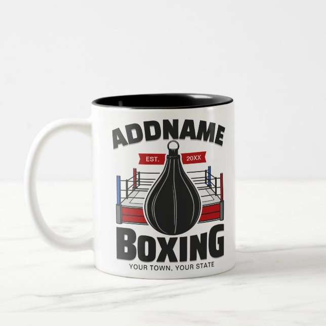 Boxing Ring ADD NAMN Boxer Gym Speed Bag Två-Tonad Mugg (Vänster)