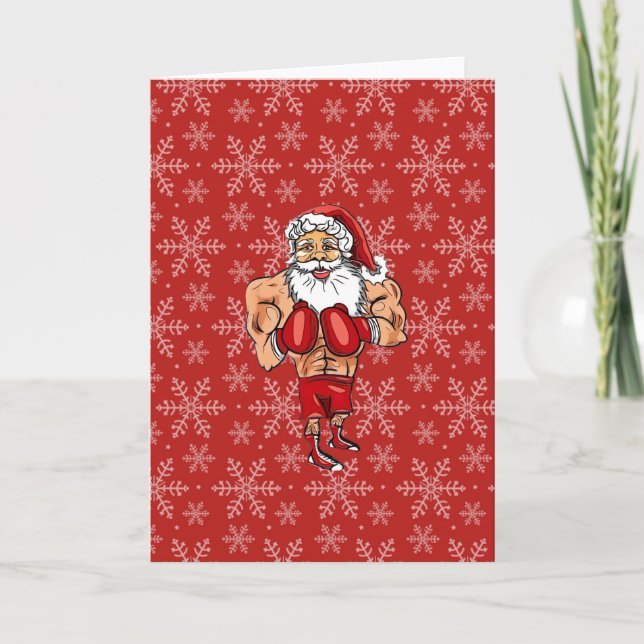Boxing Santa Card Helgkort (Framsida)