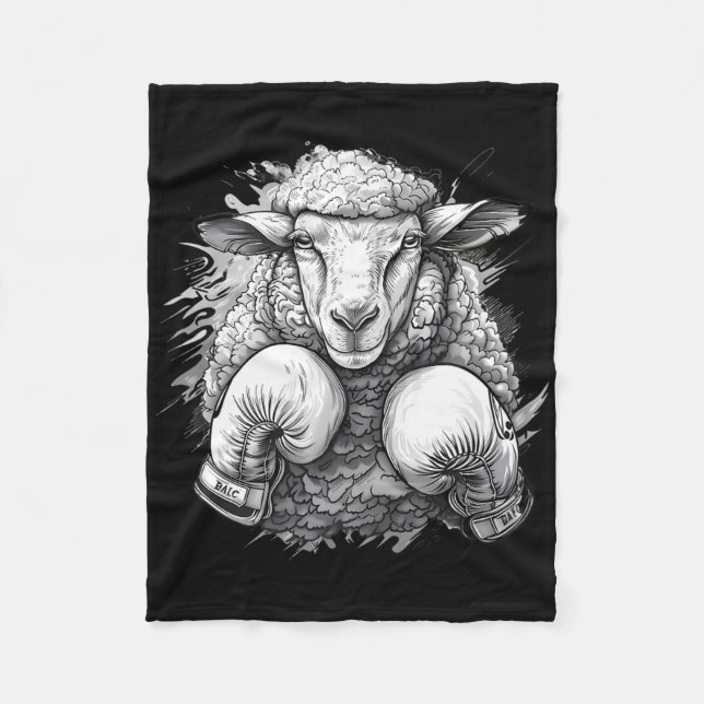 Boxing Sheep With Boxing Gloves Kickboxing Funny B Fleecefilt (Framsidan)