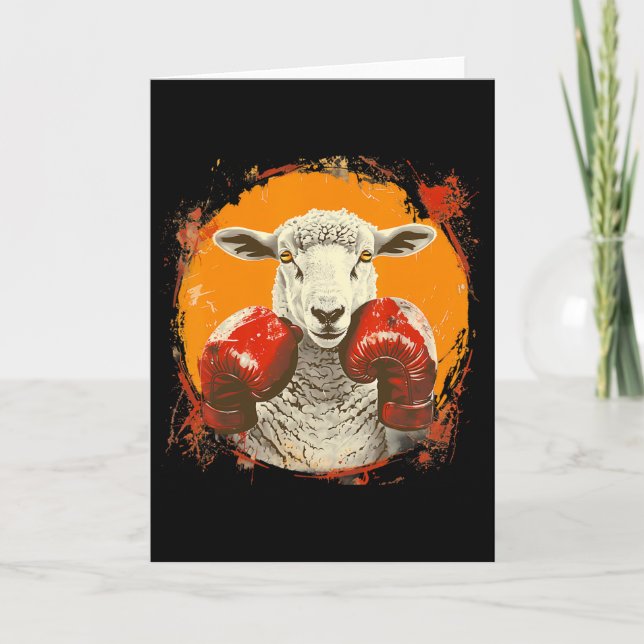 Boxing Sheep With Boxing Gloves Kickboxing Funny B Kort (Framsida)