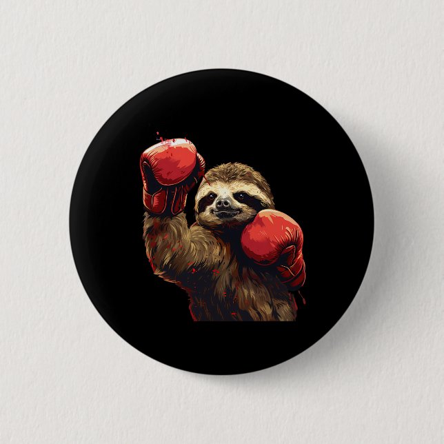 Boxing Sloth Älskare Boxing Handskar Kickboxing Fu Knapp (Framsida)