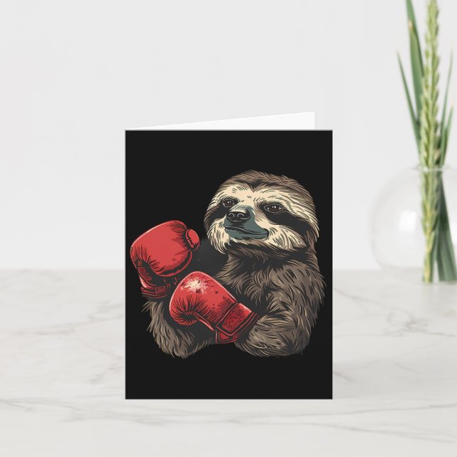 Boxing Sloth Älskare Boxing Handskar Kickboxing Fu Kort (Framsida)