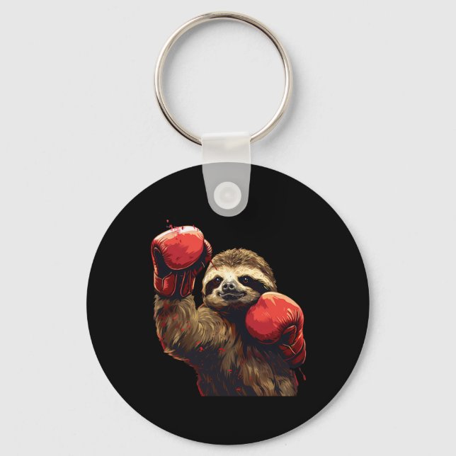 Boxing Sloth Älskare Boxing Handskar Kickboxing Fu Nyckelring (Framsida)