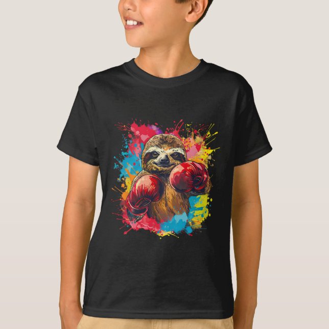 Boxing Sloth Lover Boxing Gloves Kickboxing Funny  T Shirt (Framsida)