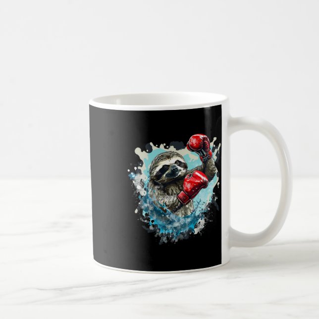 Boxing Sloth med Boxing Gves Kickboxing Funny B Kaffemugg (Höger)