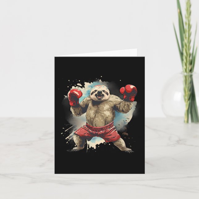 Boxing Sloth med Boxing Gves Kickboxing Funny B Kort (Framsida)