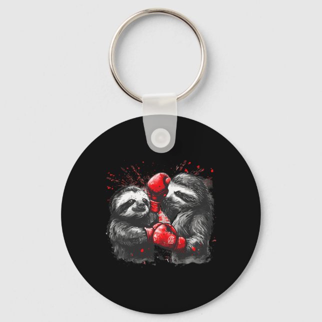 Boxing Sloth med Boxing Gves Kickboxing Funny B Nyckelring (Framsida)