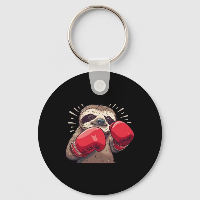 Boxing Sloth med Boxing Gves Kickboxing Funny B Nyckelring (Framsida)
