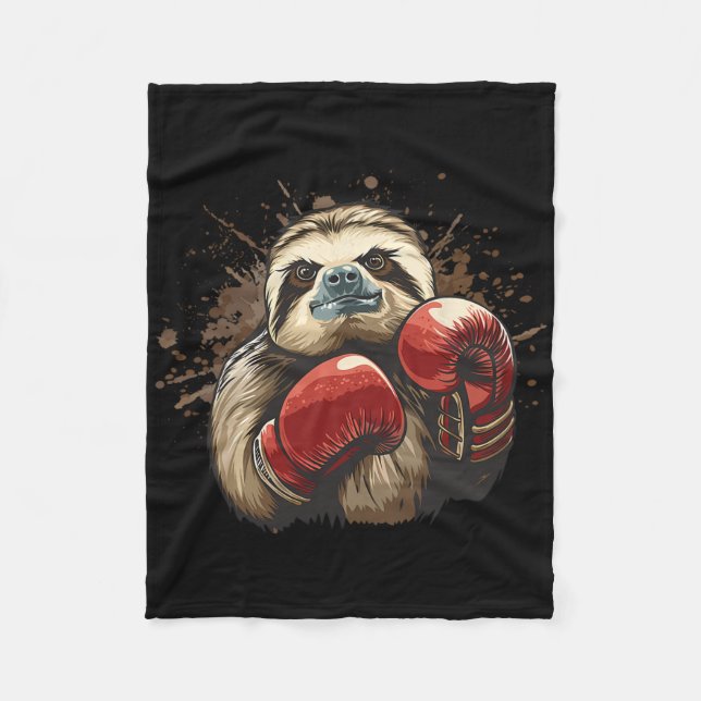 Boxing Sloth With Boxing Gloves Kickboxing Funny B Fleecefilt (Framsidan)