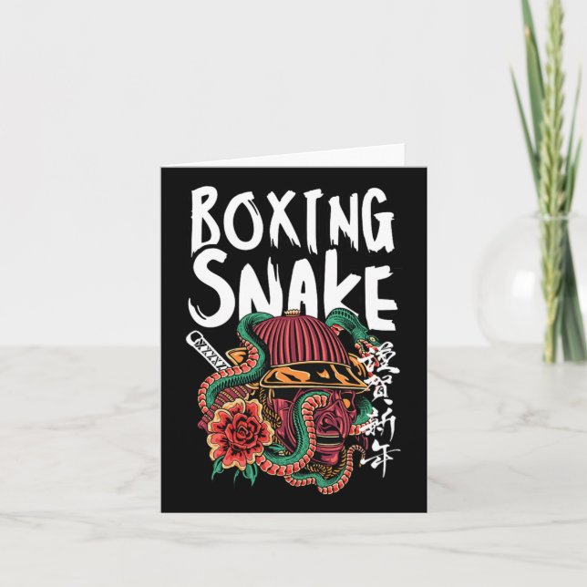 Boxing Snake Japanska Samurai Warrior Cobra Fighte Kort (Framsida)