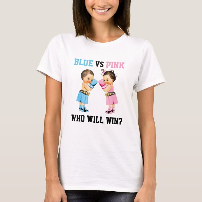 Boxing Spädbarn Boy Girl Gender Reveal Blue eller  T Shirt (Framsida)