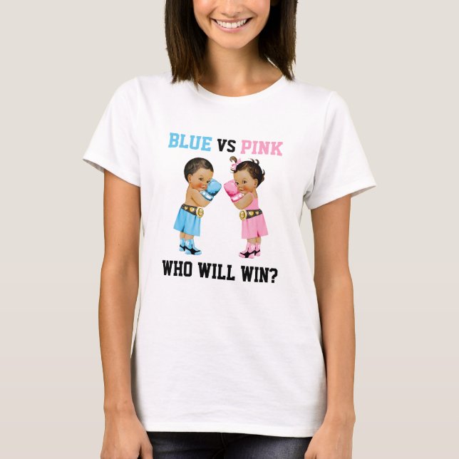 Boxing Spädbarn Boy Girl Gender Reveal Blue eller  T Shirt (Framsida)