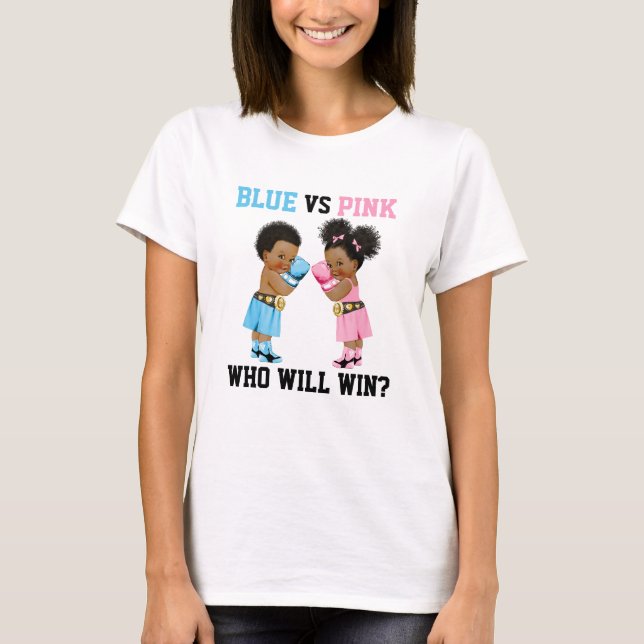 Boxing Spädbarn Boy Girl Gender Reveal Blue eller  T Shirt (Framsida)