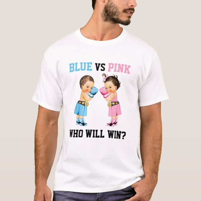 Boxing Spädbarn Boy Girl Gender Reveal Blue eller  T Shirt (Framsida)