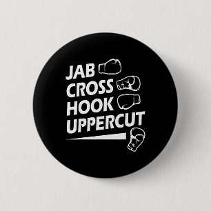 Boxing Sport Jab Kor Krok Uppercut Boxer Birthda Knapp