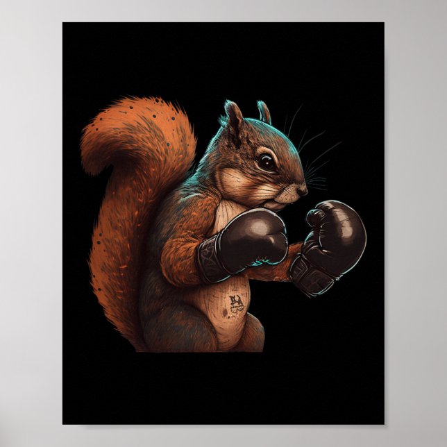 Boxing Squirrel Boxer Boxing Gloves Kickboxing Mma Poster (Framsidan)