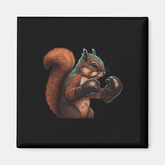 Boxing Squirrel Boxer Boxing Handskar Kickboxing M Magnet (Framsidan)