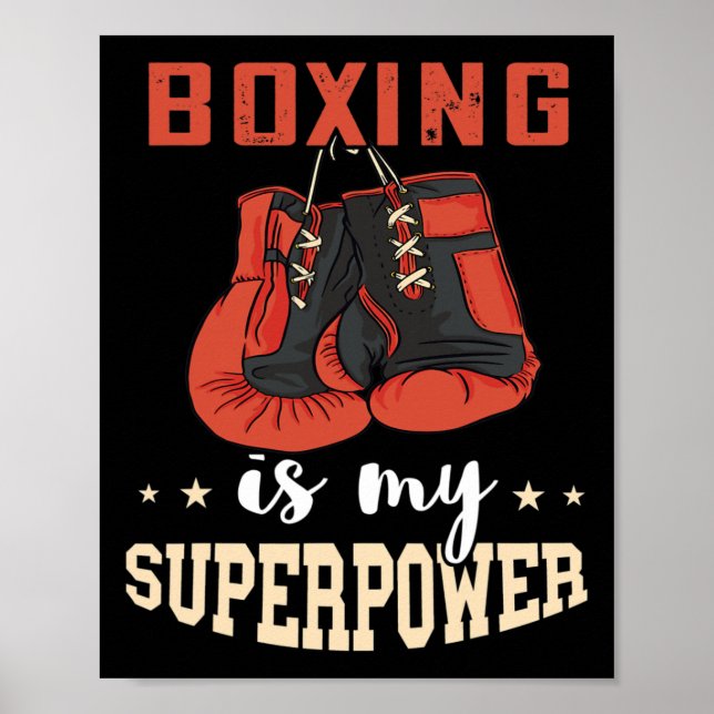 Boxing Superpower Boxing Gloves Kickboxer Kickboxi Poster (Framsidan)