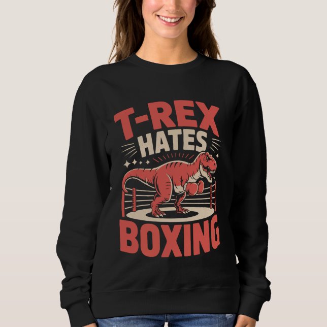 Boxing T-Rex Dinosaur T-Rex Hates Boxing T Shirt (Framsida)