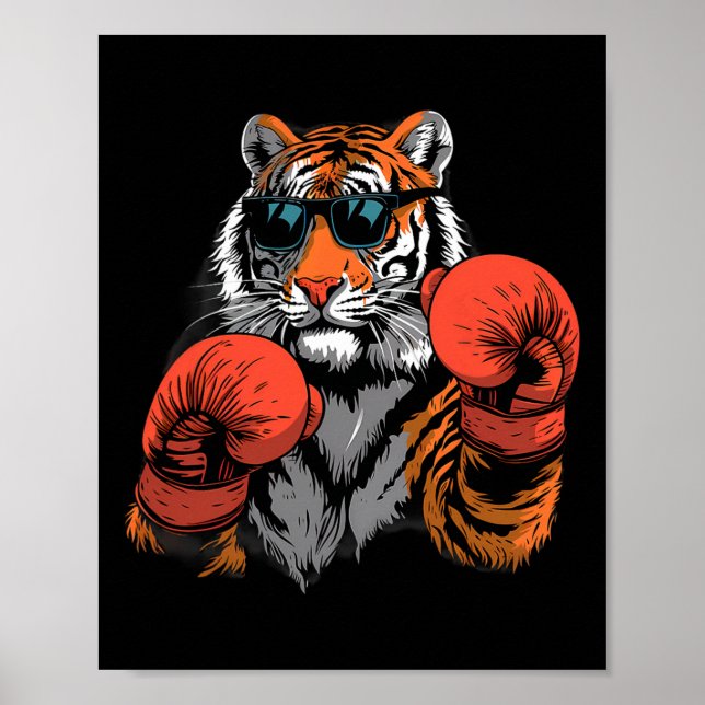 Boxing Tiger Lover Boxing Gloves Kickboxing Funny  Poster (Framsidan)