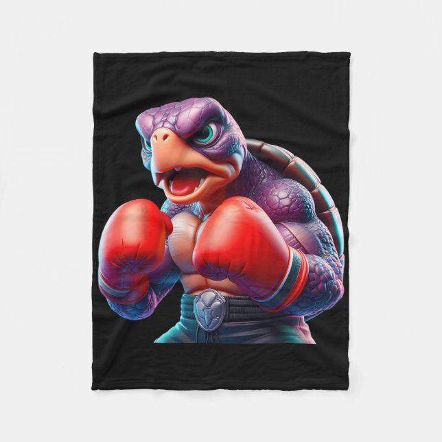 Boxing Tortoise Turtle Boxer Kickboxer Mma Fighter Fleecefilt (Framsidan)