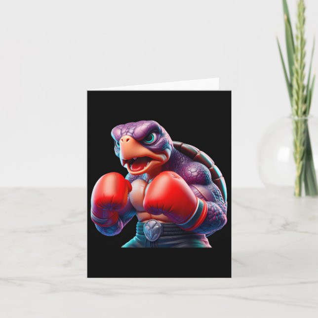 Boxing Tortoise Turtle Boxer Kickboxer Mma Fighter Kort (Framsida)