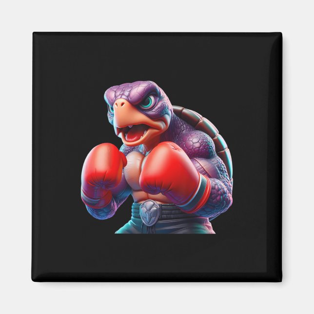 Boxing Tortoise Turtle Boxer Kickboxer Mma Fighter Magnet (Framsidan)