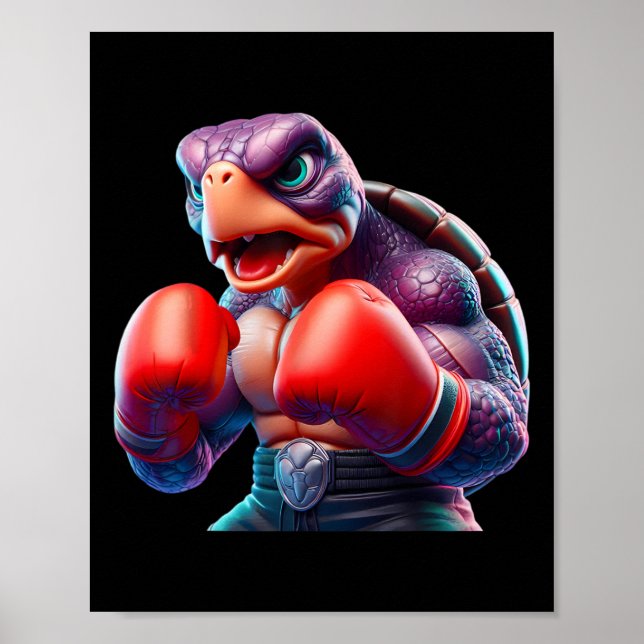 Boxing Tortoise Turtle Boxer Kickboxer Mma Fighter Poster (Framsidan)