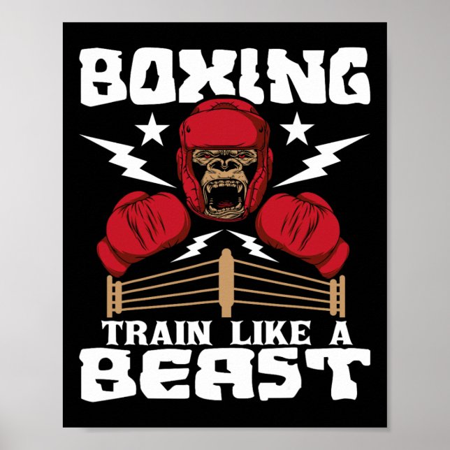 Boxing Train Like A Beast - Kickboxing Kickboxer G Poster (Framsidan)