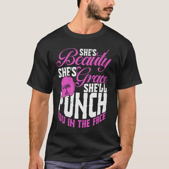 Boxing Training Jab Upper Cut Punch Knockdown T Shirt (Framsida)