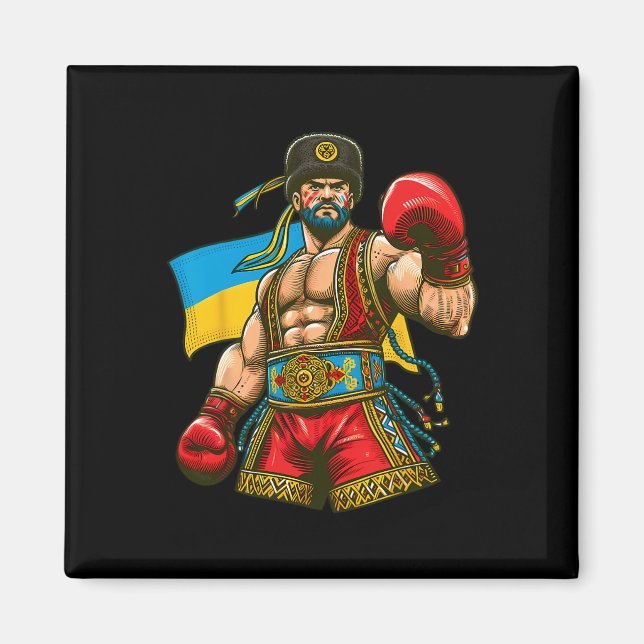 Boxing Ukrainska Boxer Ukraina Flagga Magnet (Framsidan)