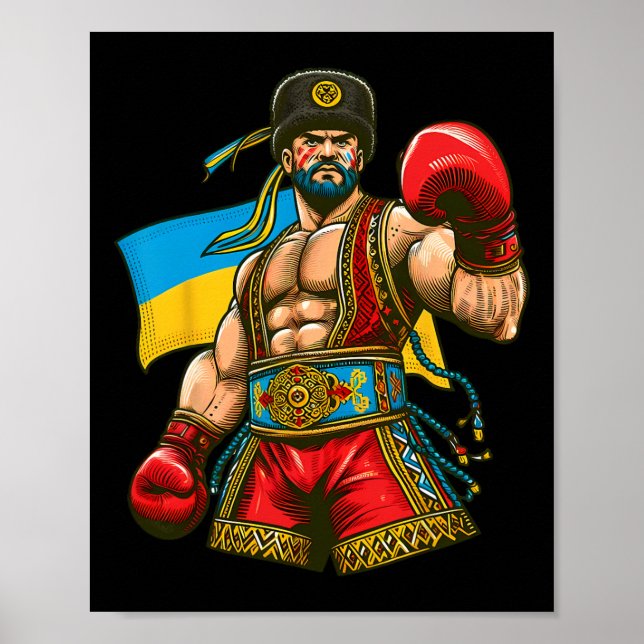 Boxing Ukrainska Boxer Ukraina Flagga Poster (Framsidan)
