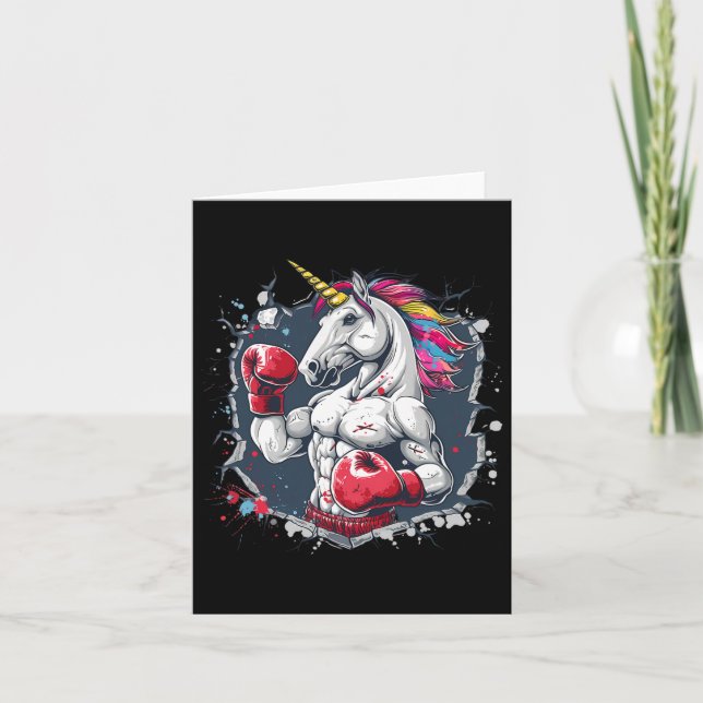 Boxing Unicorn with Boxing Glove Kickboxing funny Kort (Framsida)