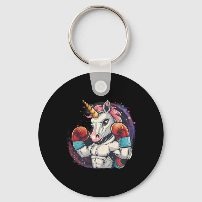 Boxing Unicorn With Boxing Gloves Kickboxing Funny Nyckelring (Framsida)