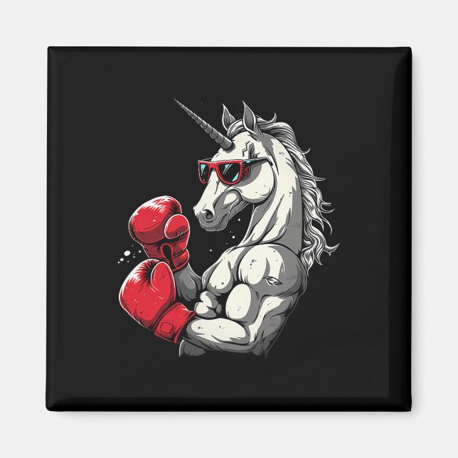 Boxing Unicorn with Boxing Handskar Kickboxing Cut Magnet (Framsidan)